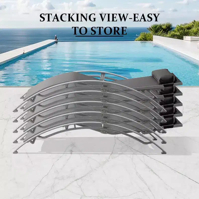 Ensemble de 3 chaises longues de piscine avec 2 chaises réglables et 1 table d'appoint