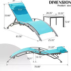 Ensemble de 3 chaises longues de piscine avec 2 chaises réglables et 1 table d'appoint