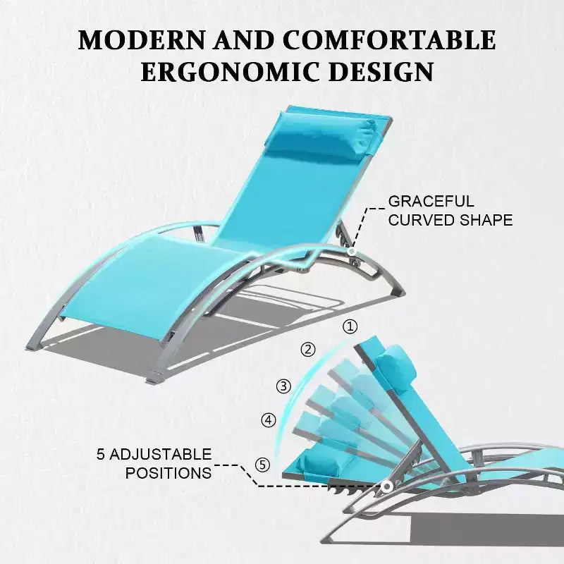 Ensemble de 3 chaises longues de piscine avec 2 chaises réglables et 1 table d'appoint