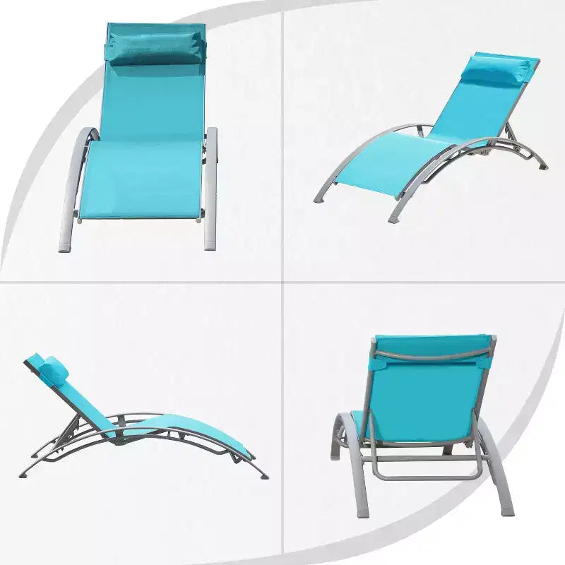 Ensemble de 3 chaises longues de piscine avec 2 chaises réglables et 1 table d'appoint
