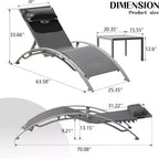 Ensemble de 3 chaises longues de piscine avec 2 chaises réglables et 1 table d'appoint