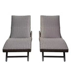 Clihome 2-Piece Aluminum Wicker Outdoor Chaise Lounge - Adjustable Recline