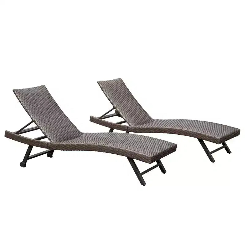 Chaise longue d'extérieur en osier et aluminium 2 pièces Clihome - Inclinaison réglable