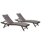 Chaise longue d'extérieur en osier et aluminium 2 pièces Clihome - Inclinaison réglable