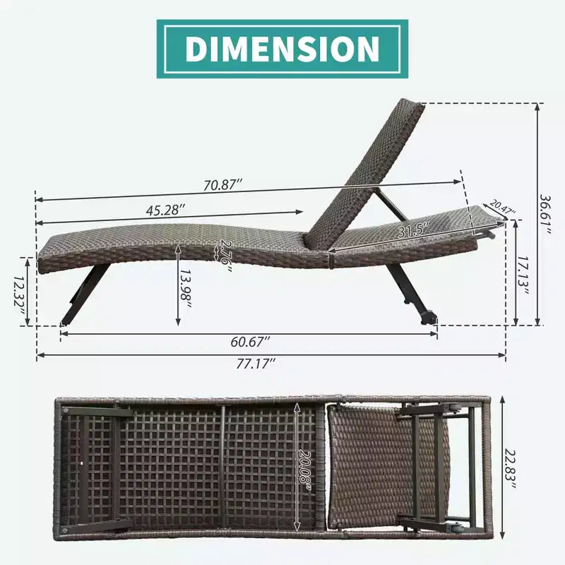 Chaise longue d'extérieur en osier et aluminium 2 pièces Clihome - Inclinaison réglable