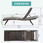 Chaise longue d'extérieur en osier et aluminium 2 pièces Clihome - Inclinaison réglable