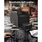 Ensemble lavabo et fauteuil de shampoing, station de lavage de cheveux capacité 450 lb, lavabo en céramique avec repose-pieds