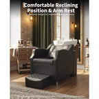 Ensemble lavabo et fauteuil de shampoing, station de lavage de cheveux capacité 450 lb, lavabo en céramique avec repose-pieds
