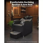 Ensemble lavabo et fauteuil de shampoing, station de lavage de cheveux capacité 450 lb, lavabo en céramique avec repose-pieds