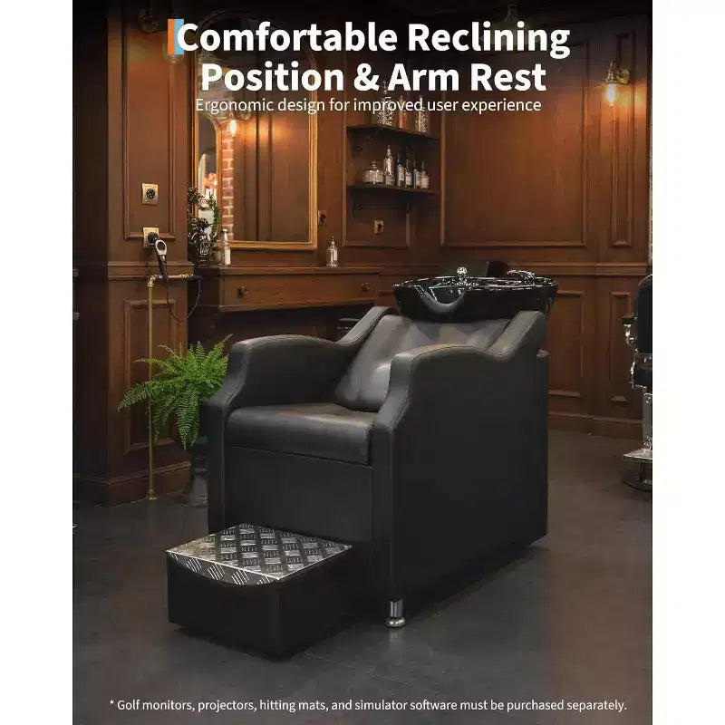 Ensemble lavabo et fauteuil de shampoing, station de lavage de cheveux capacité 450 lb, lavabo en céramique avec repose-pieds