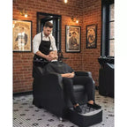Ensemble lavabo et fauteuil de shampoing, station de lavage de cheveux capacité 450 lb, lavabo en céramique avec repose-pieds