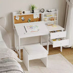 Ensemble bureau et chaise pour enfant, table d'étude en bois avec plateau inclinable réglable, tiroirs