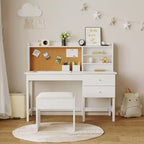 Ensemble bureau et chaise pour enfant, table d'étude en bois avec plateau inclinable réglable, tiroirs
