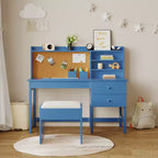 Ensemble bureau et chaise pour enfant, table d'étude en bois avec plateau inclinable réglable, tiroirs