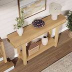 GustoWave Table console cannelée de ferme – Table d'entrée en bois à 2 niveaux avec étagère de rangement, table de canapé derrière le canapé pour entrée, salon