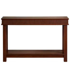 GustoWave Farmhouse Fluted Console Table - 2 Tier Wooden Entryway Table with Shelf Storage, Sofa Table Behind Couch for Entrance, Living Room