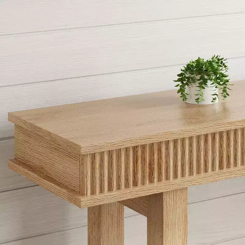 GustoWave Table console cannelée de ferme – Table d'entrée en bois à 2 niveaux avec étagère de rangement, table de canapé derrière le canapé pour entrée, salon
