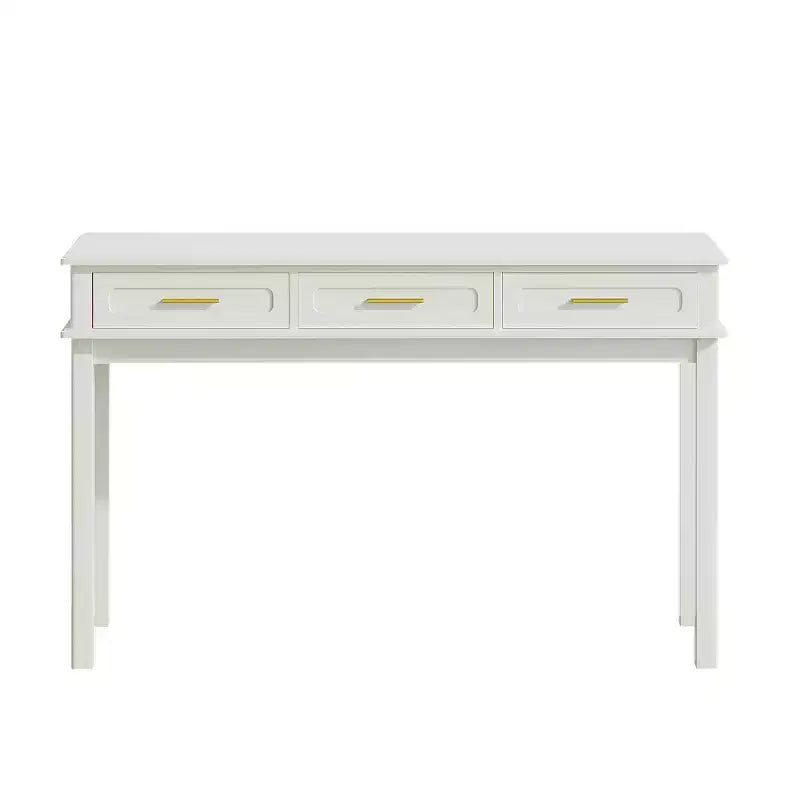 Coiffeuse blanc crème avec 3 tiroirs, bureau d'écriture, console d'entrée, table d'appoint de rangement, sans miroir - ModernLuxe