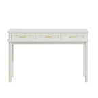 Coiffeuse blanc crème avec 3 tiroirs, bureau d'écriture, console d'entrée, table d'appoint de rangement, sans miroir - ModernLuxe