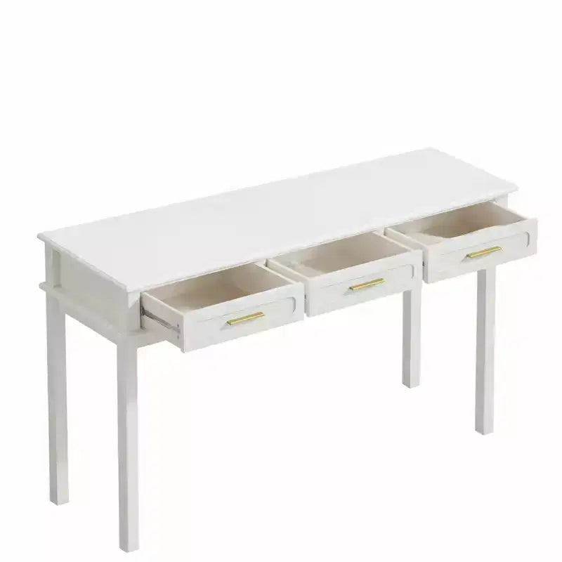 Coiffeuse blanc crème avec 3 tiroirs, bureau d'écriture, console d'entrée, table d'appoint de rangement, sans miroir - ModernLuxe