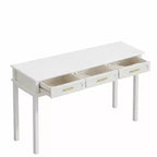 Coiffeuse blanc crème avec 3 tiroirs, bureau d'écriture, console d'entrée, table d'appoint de rangement, sans miroir - ModernLuxe