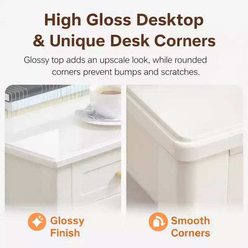 Coiffeuse blanc crème avec 3 tiroirs, bureau d'écriture, console d'entrée, table d'appoint de rangement, sans miroir - ModernLuxe