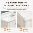 Coiffeuse blanc crème avec 3 tiroirs, bureau d'écriture, console d'entrée, table d'appoint de rangement, sans miroir - ModernLuxe