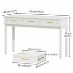 Coiffeuse blanc crème avec 3 tiroirs, bureau d'écriture, console d'entrée, table d'appoint de rangement, sans miroir - ModernLuxe