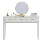 Coiffeuse blanc crème avec 3 tiroirs, bureau d'écriture, console d'entrée, table d'appoint de rangement, sans miroir - ModernLuxe