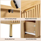 Commode 8 tiroirs pour chambre à coucher, 55 po de large, en bois moderne avec poignées en métal, design anti-basculement, organisateur de rangement robuste pour salon