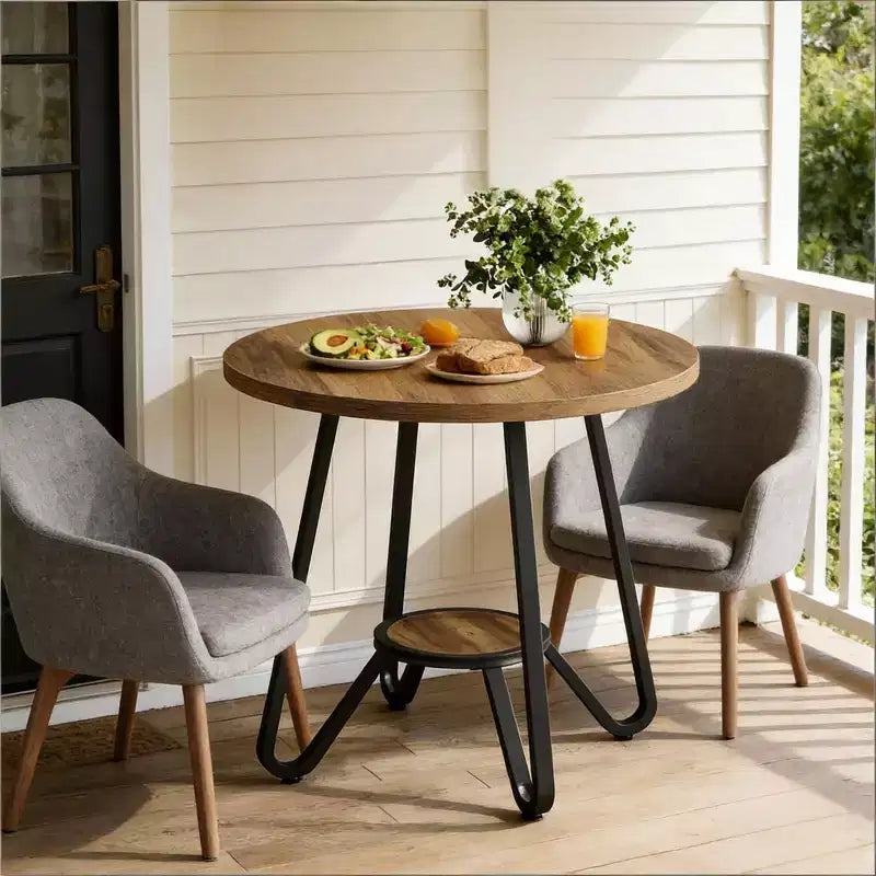 GDFStudio Ashton – Table basse ronde de 31,5 po avec étagère de rangement et base en métal