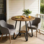 GDFStudio Ashton – Table basse ronde de 31,5 po avec étagère de rangement et base en métal