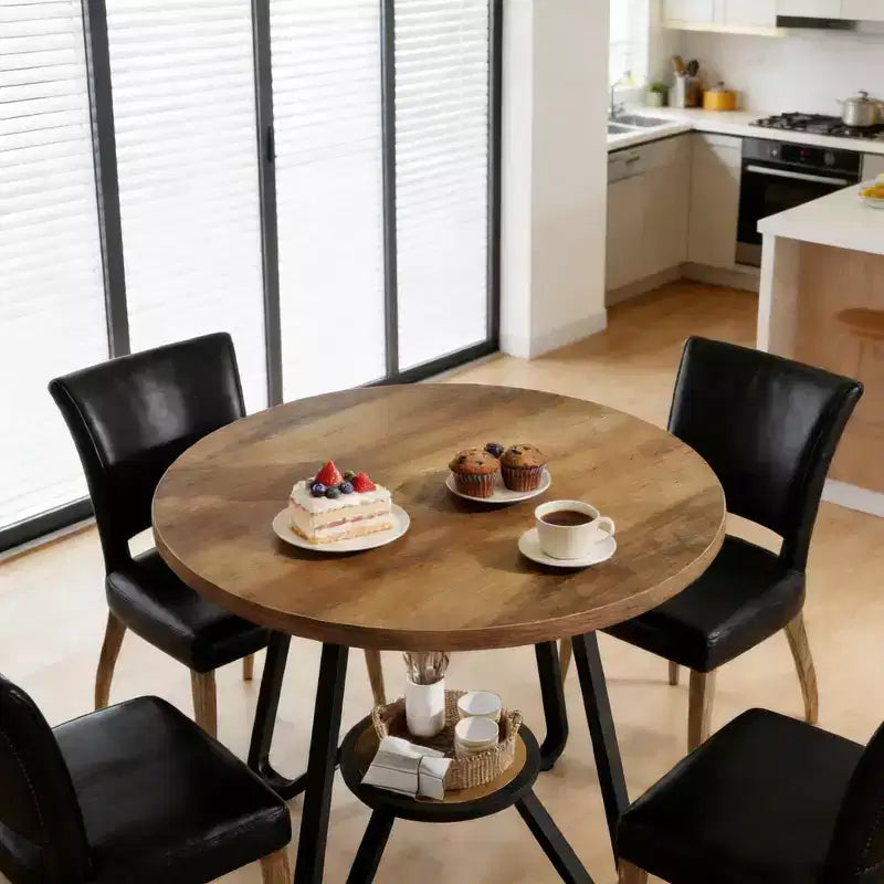 GDFStudio Ashton – Table basse ronde de 31,5 po avec étagère de rangement et base en métal