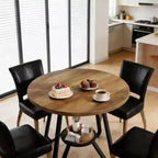 GDFStudio Ashton – Table basse ronde de 31,5 po avec étagère de rangement et base en métal