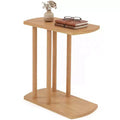 Costway 1/2 PCS C-shaped Teak Wood Side Table with Thickened Top & Sturdy Base for Small Spaces