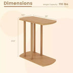 Costway Table d'appoint en Bois de Teck en Forme de C 1/2 PCS avec Plateau Épaissi et Base Robuste pour Petits Espaces
