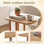 Costway Table d'appoint en Bois de Teck en Forme de C 1/2 PCS avec Plateau Épaissi et Base Robuste pour Petits Espaces