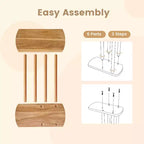 Costway Table d'appoint en Bois de Teck en Forme de C 1/2 PCS avec Plateau Épaissi et Base Robuste pour Petits Espaces
