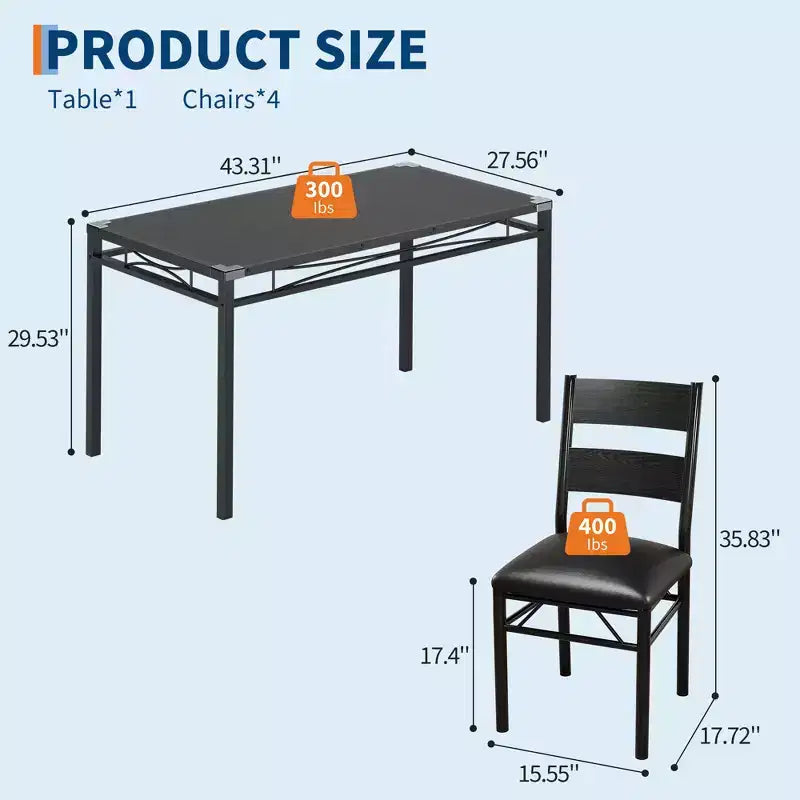 Ensemble de salle à manger 4 personnes avec 2 chaises rembourrées, petite table de cuisine et ensemble de bistrot compact, mobilier de salle à manger peu encombrant pour appartement