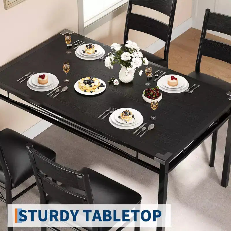 Ensemble de salle à manger 4 personnes avec 2 chaises rembourrées, petite table de cuisine et ensemble de bistrot compact, mobilier de salle à manger peu encombrant pour appartement