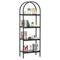 VEVOR Open Bookshelf, 4-Tier, Arched Bookcase Storage Shelves with Metal Frame, Industrial Metal Book Organizer, Freestanding Display Rack, Black