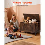 Banc de rangement pour enfants VEVOR, Coffre à jouets en bois, Grand meuble de rangement avec charnière de sécurité, Banc de rangement rétro pour tout-petits, Marron