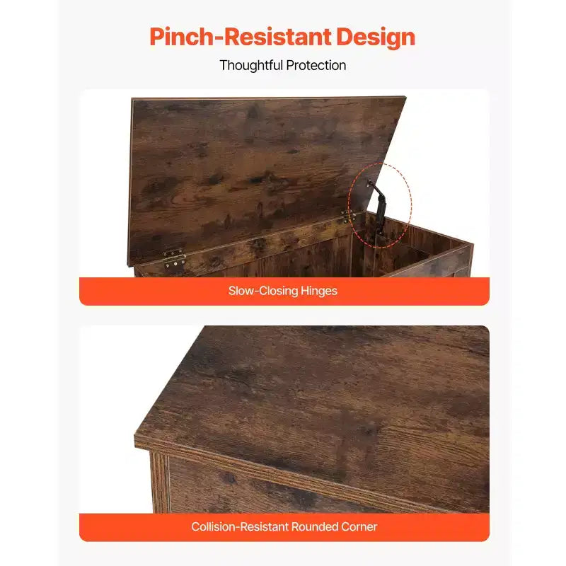 Banc de rangement pour enfants VEVOR, Coffre à jouets en bois, Grand meuble de rangement avec charnière de sécurité, Banc de rangement rétro pour tout-petits, Marron