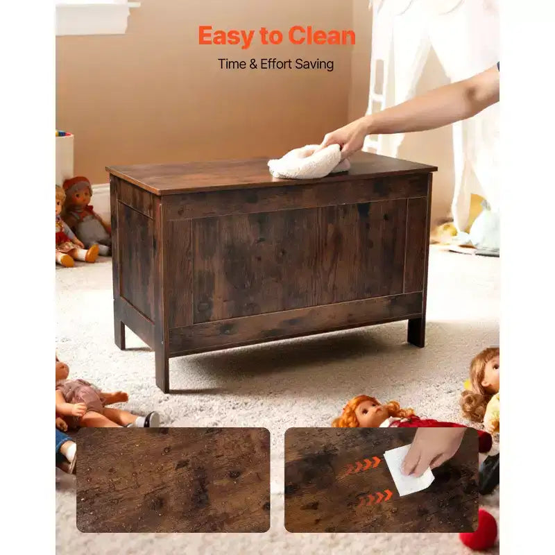 Banc de rangement pour enfants VEVOR, Coffre à jouets en bois, Grand meuble de rangement avec charnière de sécurité, Banc de rangement rétro pour tout-petits, Marron