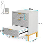 Table de chevet moderne Lantine avec 3 tiroirs, table de chevet blanche pour chambre à coucher, table d'appoint de canapé avec tiroirs de rangement