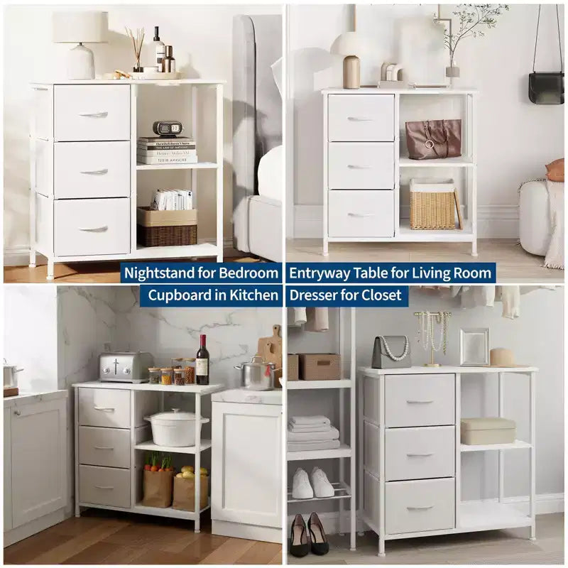 Classeur, Meuble de bureau avec 3 tiroirs et 2 compartiments ouverts, Meuble à tiroirs étanche, Support d'imprimante, Armoire à dossiers avec pieds réglables