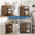 Classeur, Meuble de bureau avec 3 tiroirs et 2 compartiments ouverts, Meuble à tiroirs étanche, Support d'imprimante, Armoire à dossiers avec pieds réglables