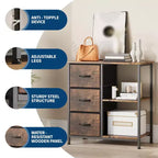 Classeur, Meuble de bureau avec 3 tiroirs et 2 compartiments ouverts, Meuble à tiroirs étanche, Support d'imprimante, Armoire à dossiers avec pieds réglables