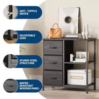 Classeur, Meuble de bureau avec 3 tiroirs et 2 compartiments ouverts, Meuble à tiroirs étanche, Support d'imprimante, Armoire à dossiers avec pieds réglables