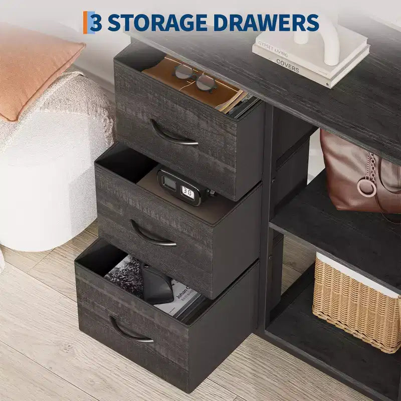 Classeur, Meuble de bureau avec 3 tiroirs et 2 compartiments ouverts, Meuble à tiroirs étanche, Support d'imprimante, Armoire à dossiers avec pieds réglables